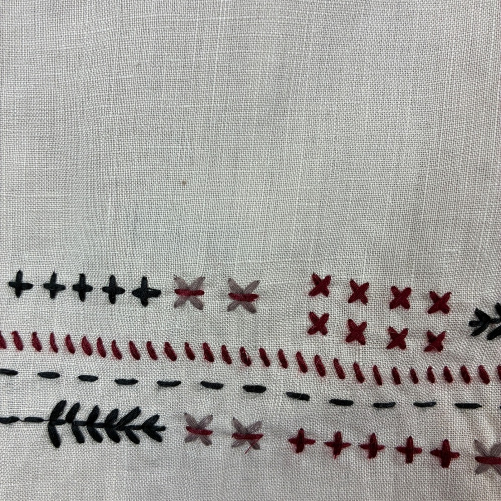 Nordstrom Linen Wrap Skirt 14 Boho Coastal Grandma Cottagecore Embroidered Hem - Picture 6 of 13